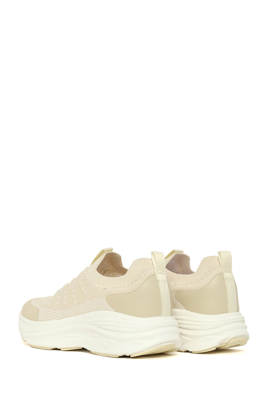 Derimod Zero Woman Cream Thick-Soled Lace-Up Fabric Sneaker