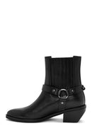 Women's Black Heeled Leather Cowboy Boots | Derimod