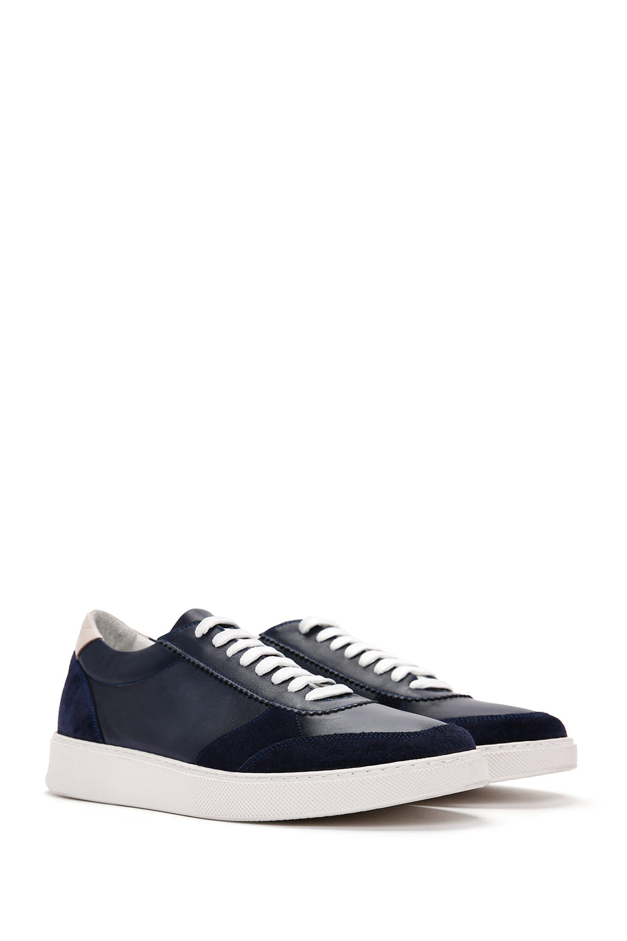 Men's Navy Blue Lace-Up Leather Sneaker