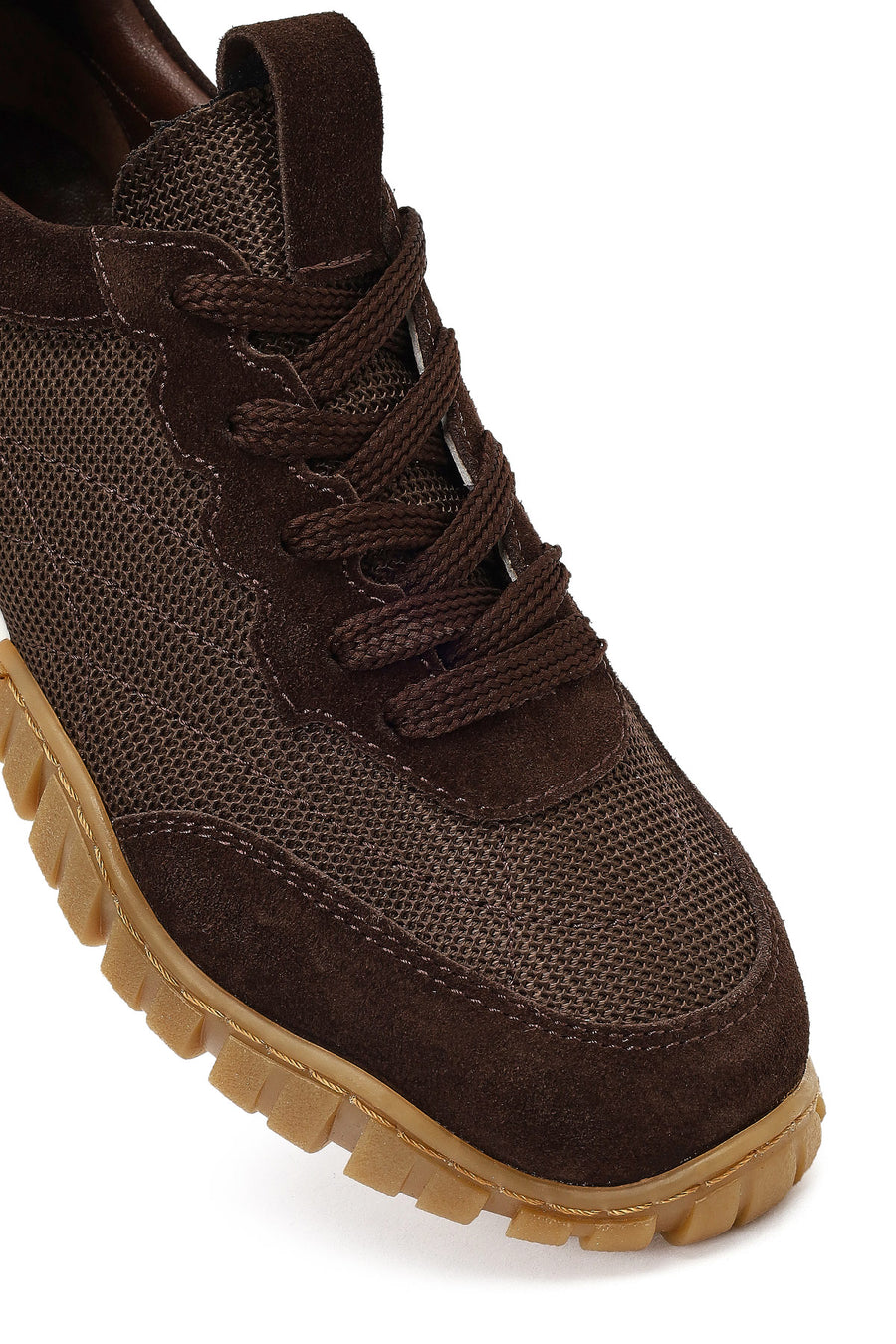 Kadın Kahverengi Bağcıklı Deri Sneaker