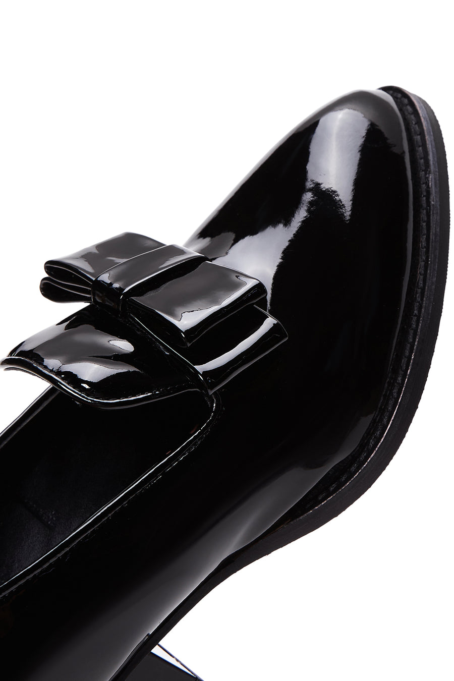 Kadın Siyah Rugan Topuklu Loafer