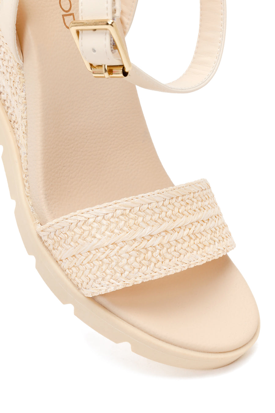 Woman Nude Ankle-Buckle Wedge Espadrille Sandals