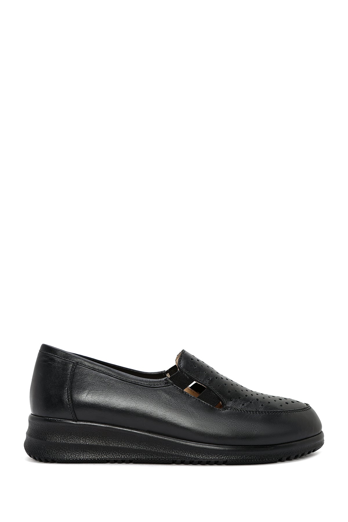 Kadın Siyah Dolgu Topuklu Deri Comfort Loafer 25SFD411218 | Derimod