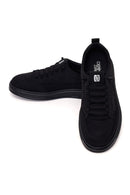 Derimod Zero Male Black Lace-Up Thick-Soled Fabric Sneaker | Derimod
