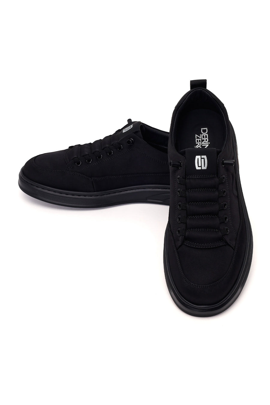 Derimod Zero Male Black Lace-Up Thick-Soled Fabric Sneaker