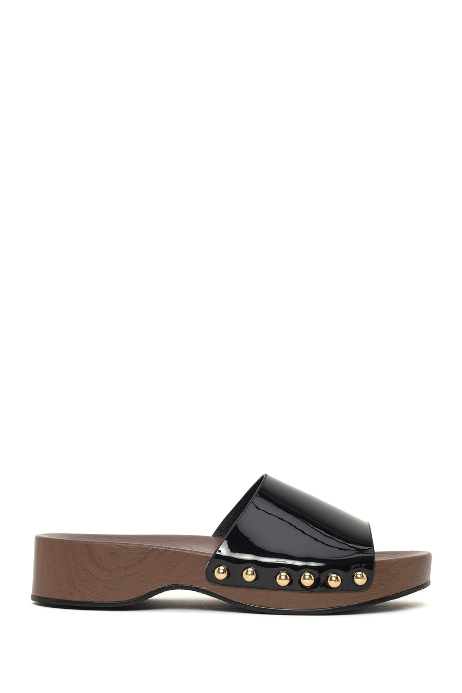Woman Black Thick-Soled Patent Leather Slippers 26SFE498016 | Derimod