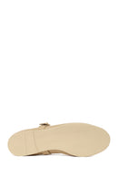 Women's Cream Buckled Leather Ballerinas | Derimod