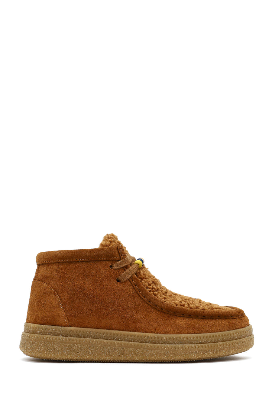 Women's Tan Lace-Up Thick Sole Suede Leather Teddy Boot 25WFD205010 | Derimod