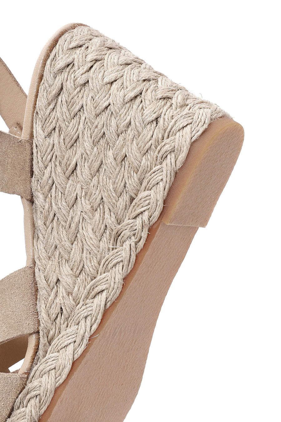 Women's Cream Ankle Strap Wedge Heel Suede Leather Espadrilles