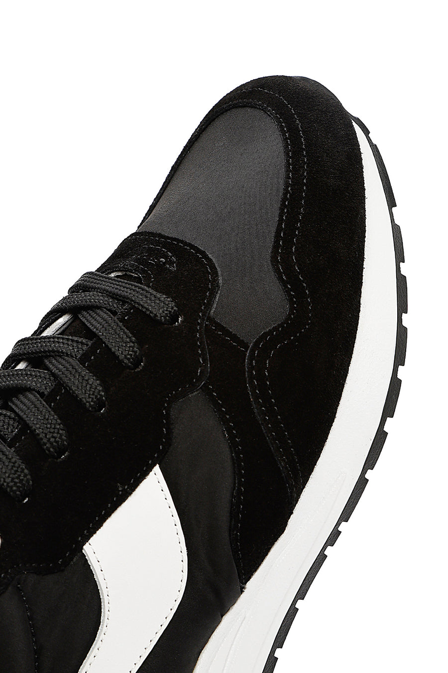 Erkek Siyah Bağcıklı Deri Sneaker