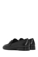 Women's Black Buckled Leather Masculine Loafer | Derimod