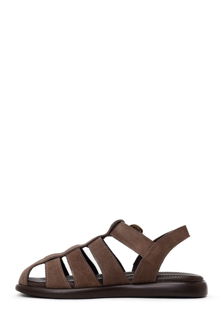 Woman Mink Ankle-Buckle Suede Leather Sandals
