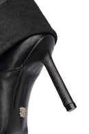 Woman Black Stiletto Heels Leather Boat | Derimod