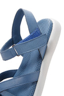 Women's Blue Ankle Strap Leather Comfort Sandals | Derimod