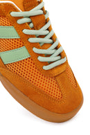 Women's Orange Lace-up Leather Sneaker | Derimod