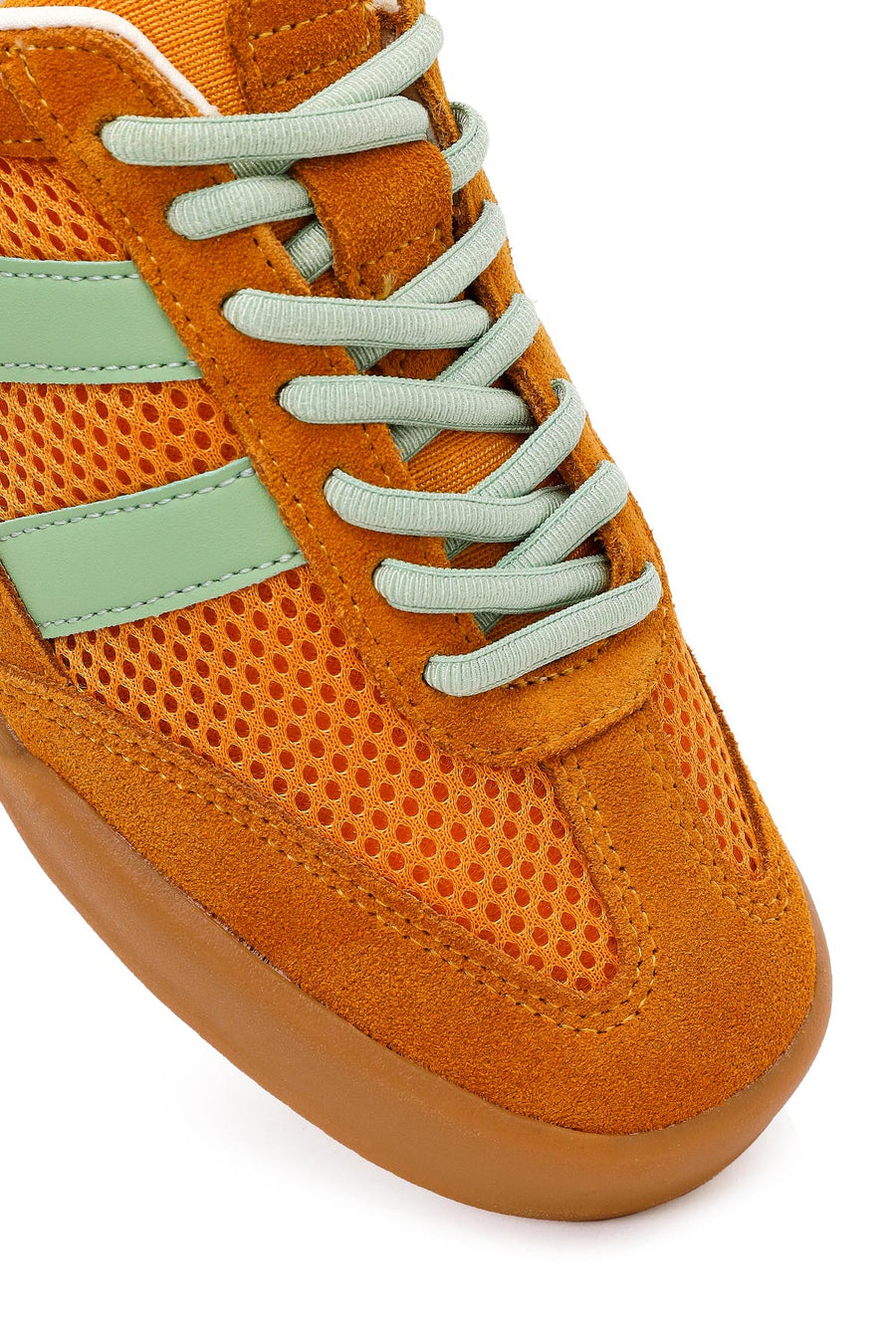 Women's Orange Lace-up Leather Sneaker