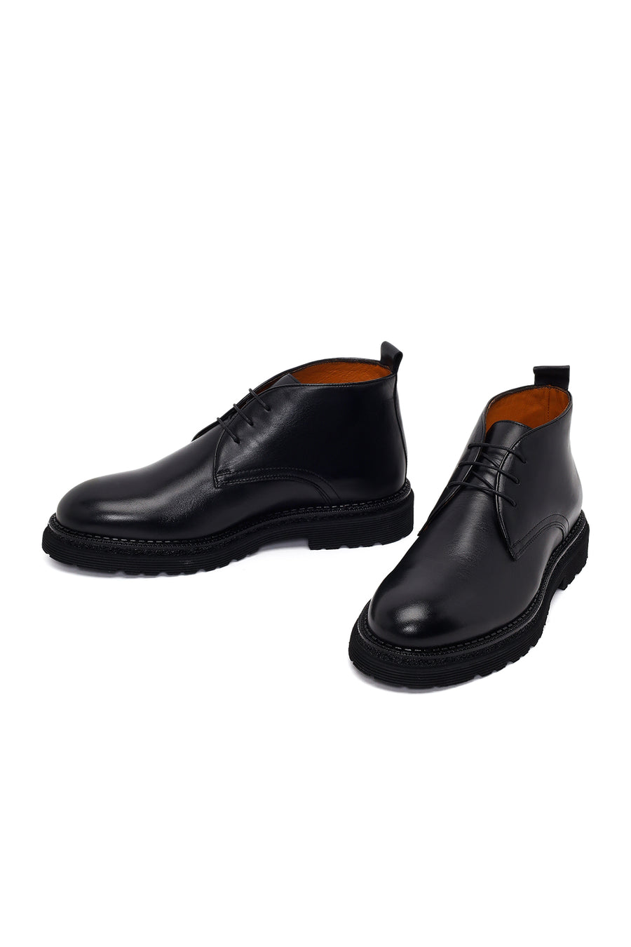 Male Black Lace-up Leather Casual Boots