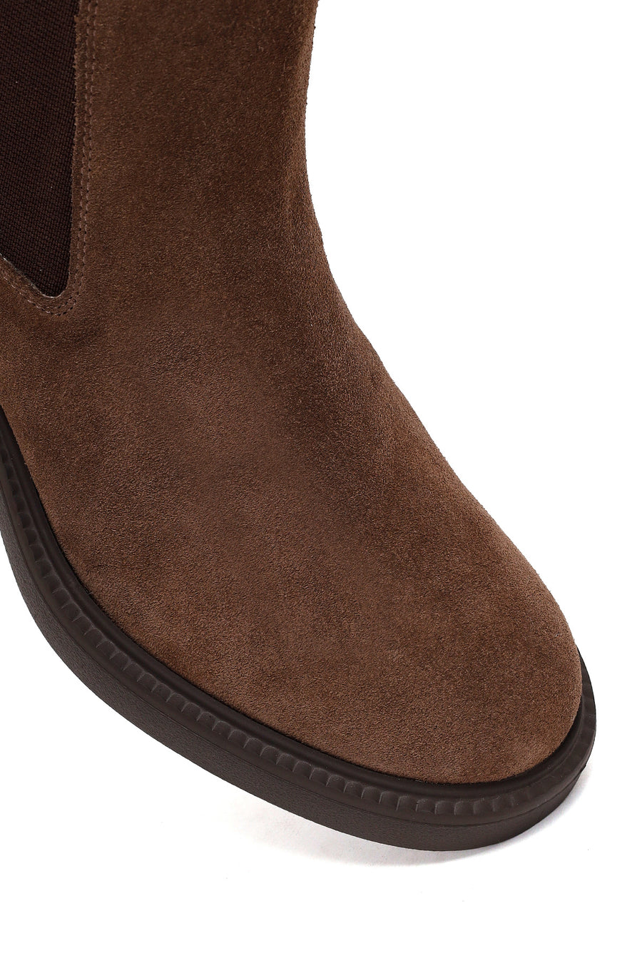 Woman Mink Thick-Heeled Suede Chelsea Boots