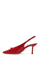 Women's Red Open Back Thin Heel Patent Leather Shoes | Derimod