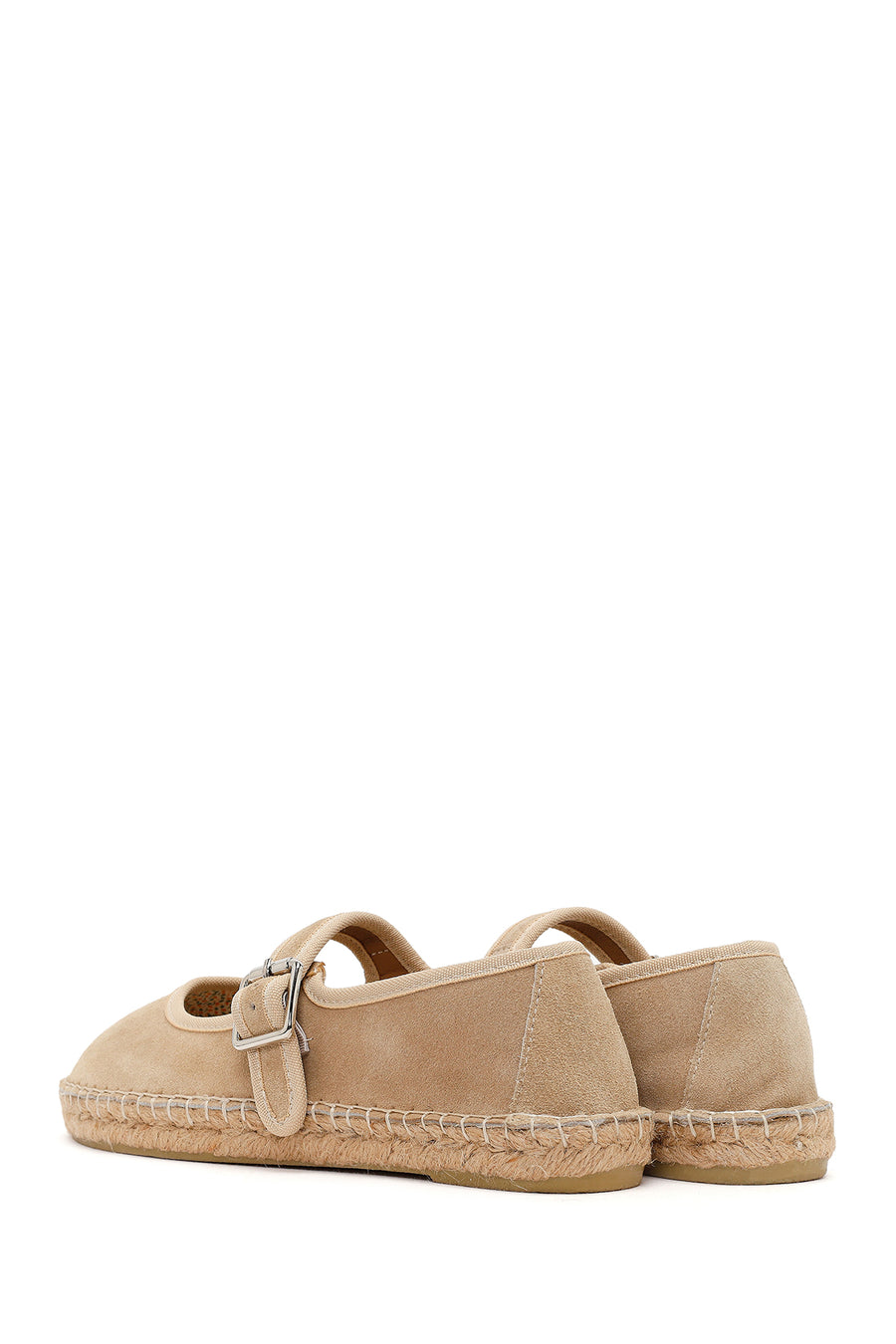 Women's Beige Strap Suede Leather Espadrilles