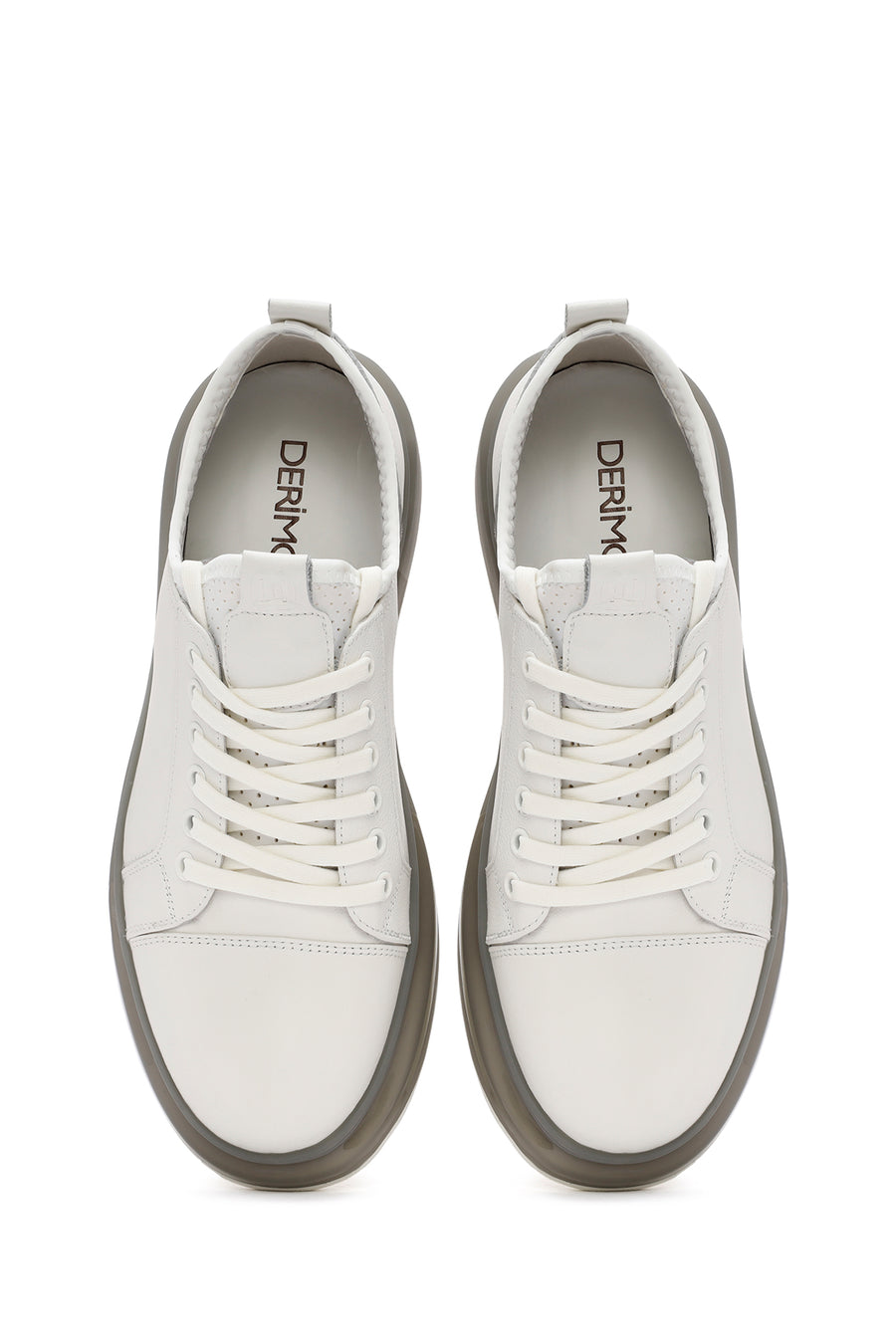 Men's White Thick Sole Lace Up Leather Sneaker