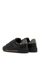 Women's Black Lace-Up Stone Detailed Leather Sneakers | Derimod