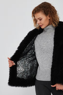 Jet Set Women's Black Double-Sided Plush Jacket | Derimod