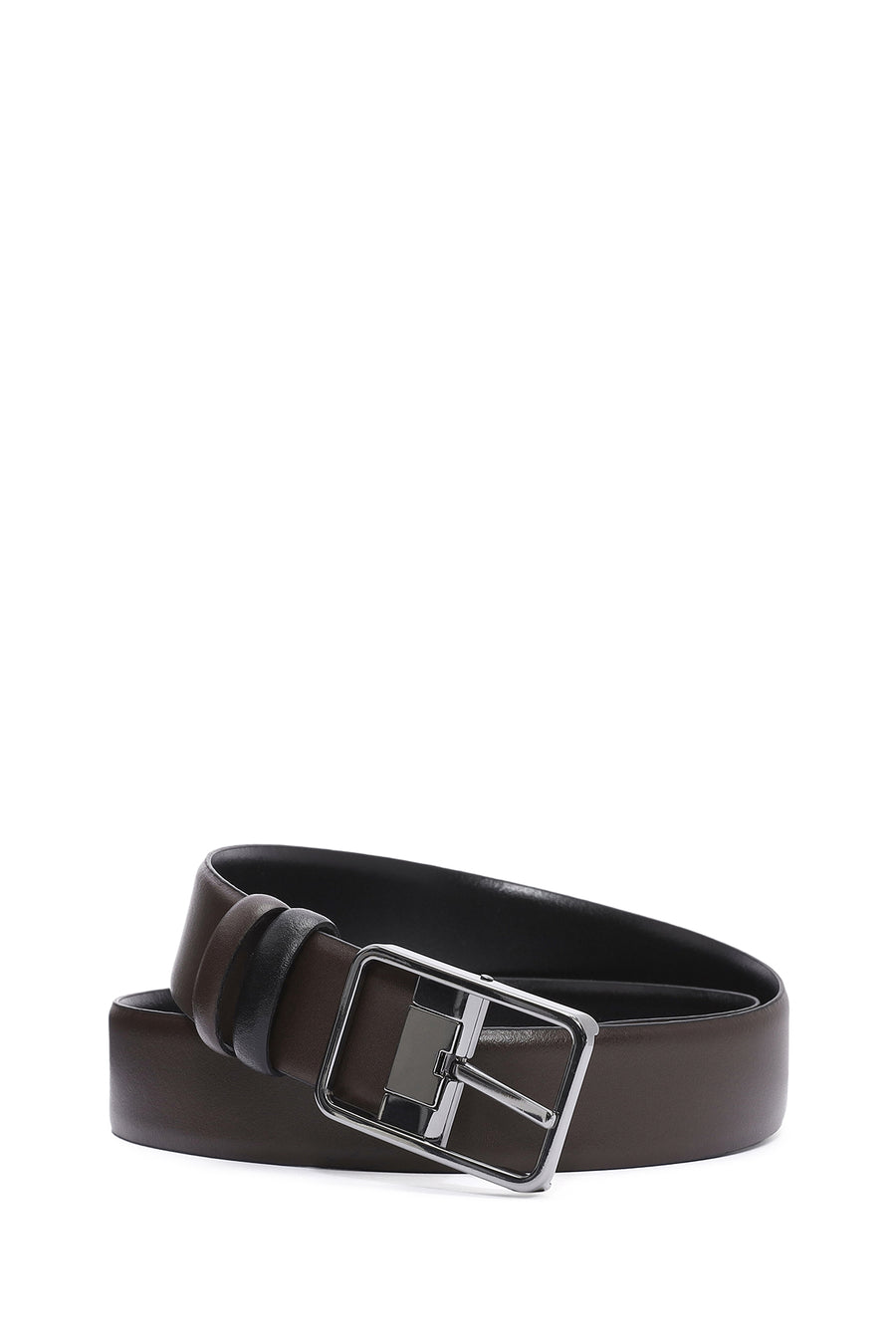 Men's Black Double Sided Leather Belt