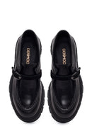 Kadın Siyah Tokalı Kalın Tabanlı Deri Maskülen Loafer | Derimod