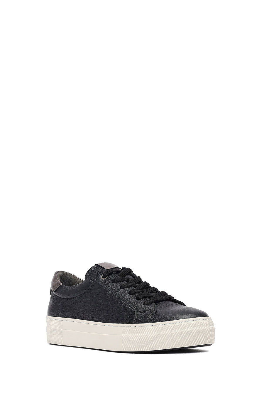 Woman Black Lace-Up Leather Sneaker