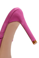 Women's Pink Accessory Detailed Thin Heeled Slippers | Derimod