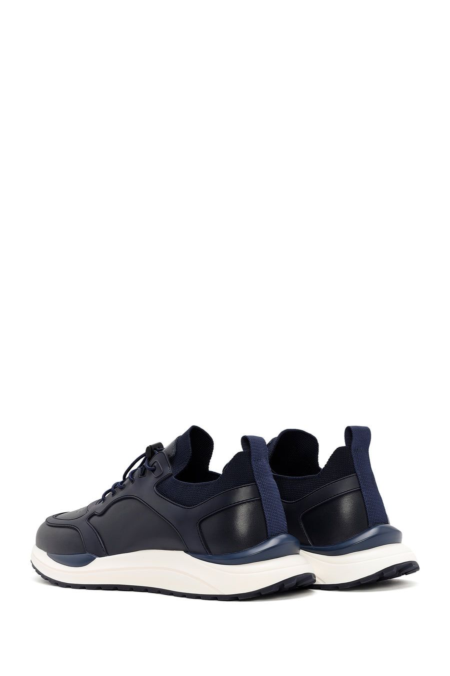 Men's Navy Blue Lace-Up Leather Sneaker