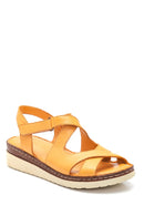 Women's Yellow Leather Comfort Sandals | Derimod