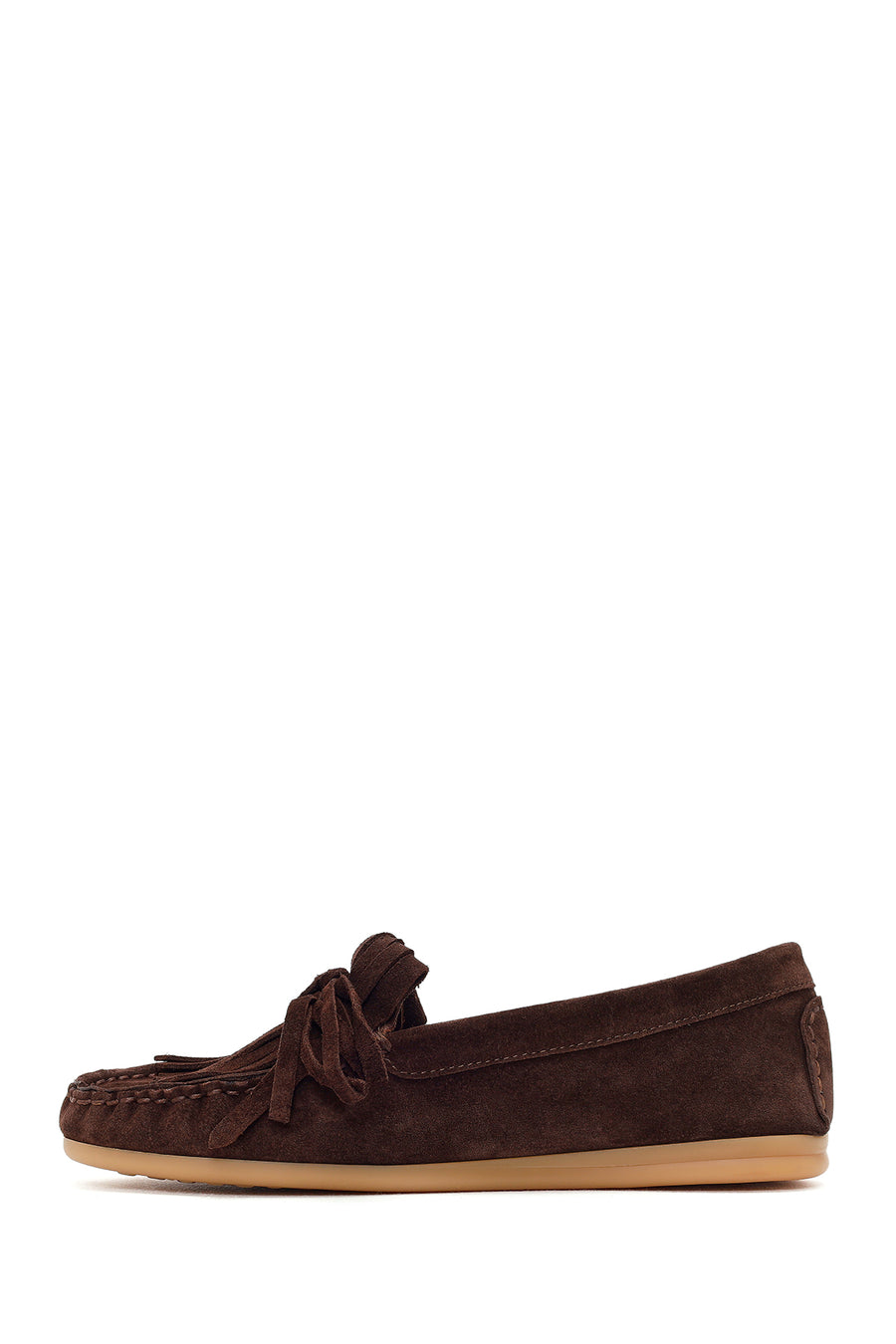 Woman Brown Tasselled Suede Leather Loafers