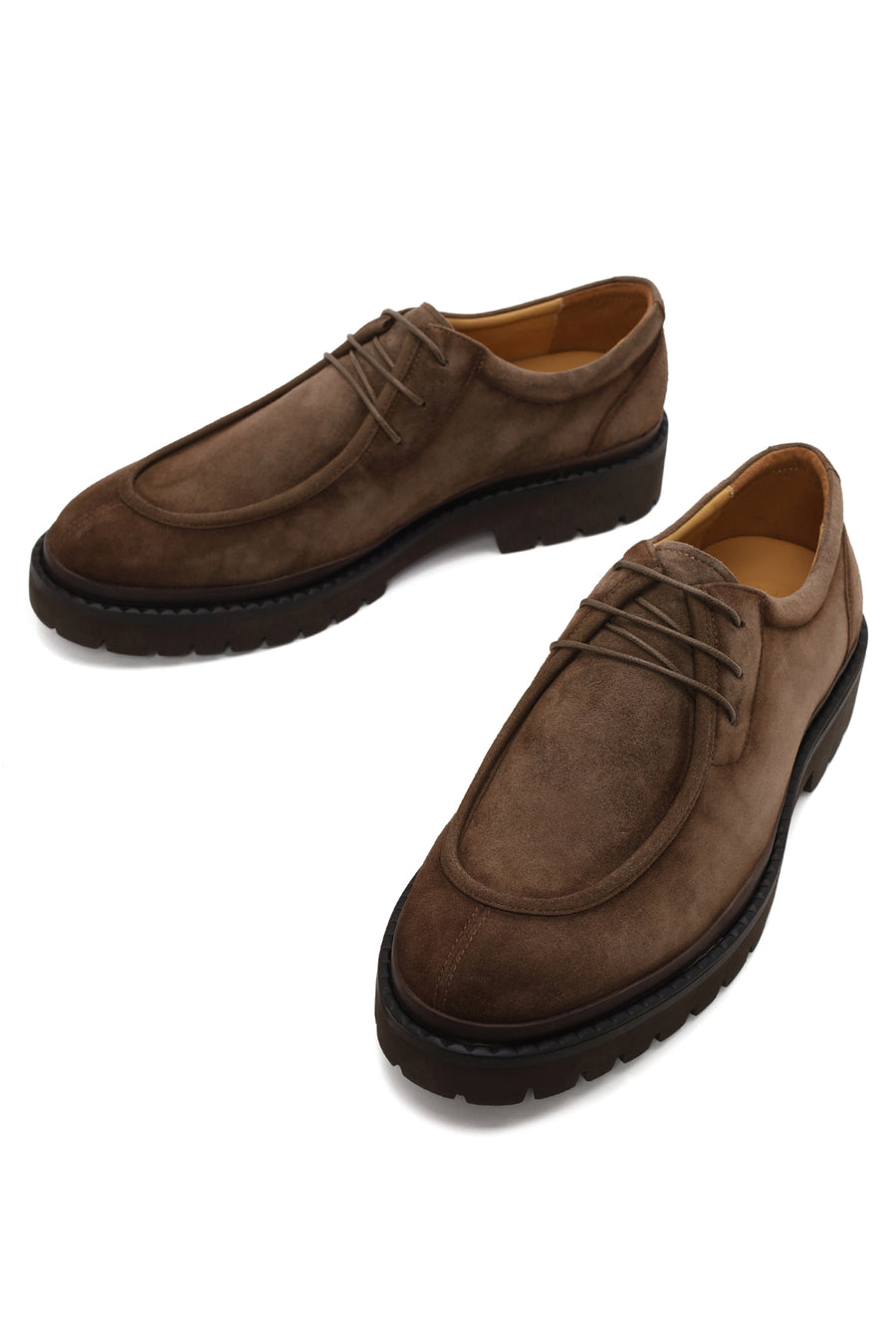 Male Beige Lace-Up Thick-Soled Suede Casual Shoes