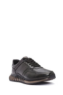 Men's Black Lace-Up Leather Casual Sneaker | Derimod