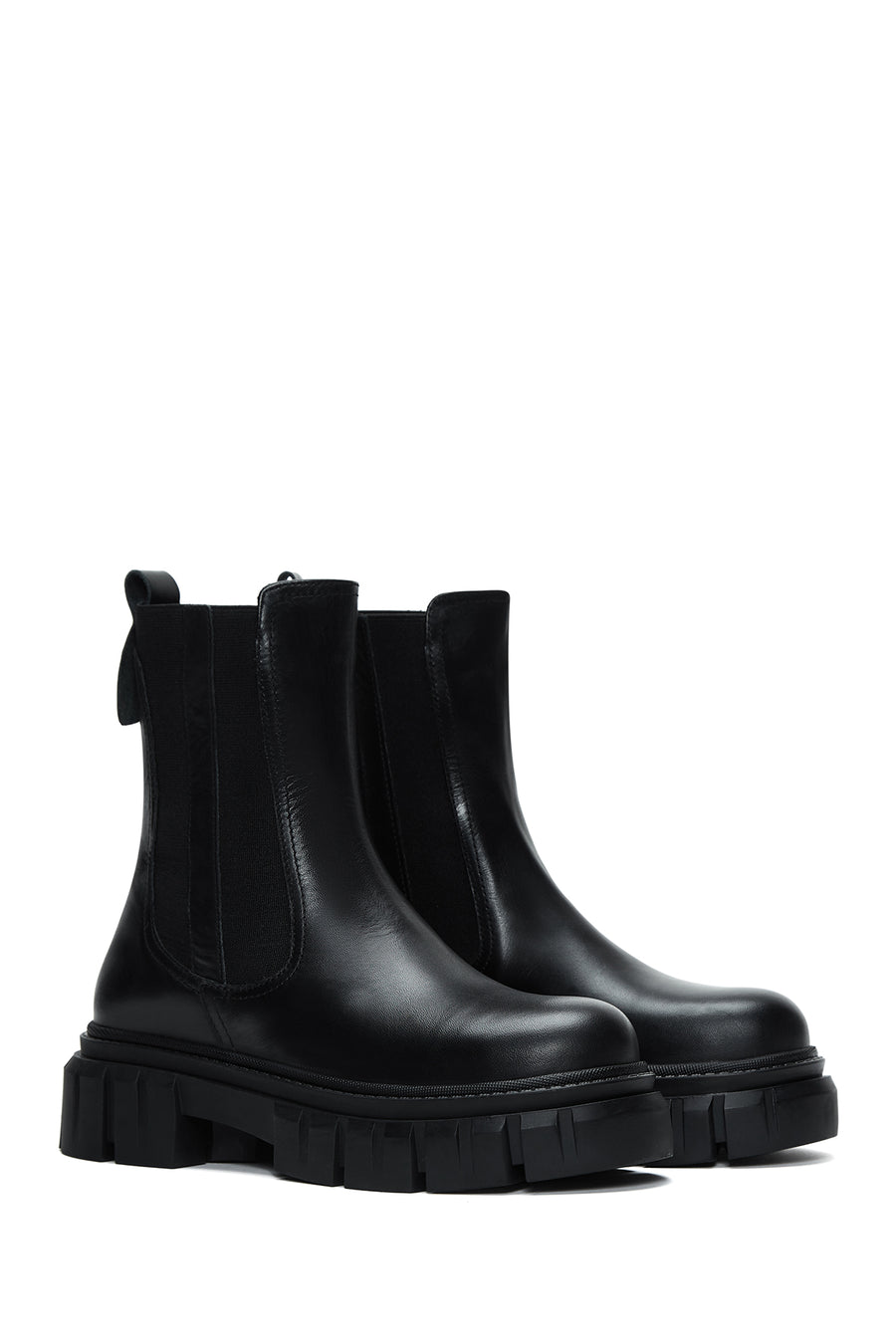 Women's Black Leather Chelsea Boots