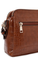 Women's Tan Long Strap Crocodile Patterned Crossbody Bag | Derimod