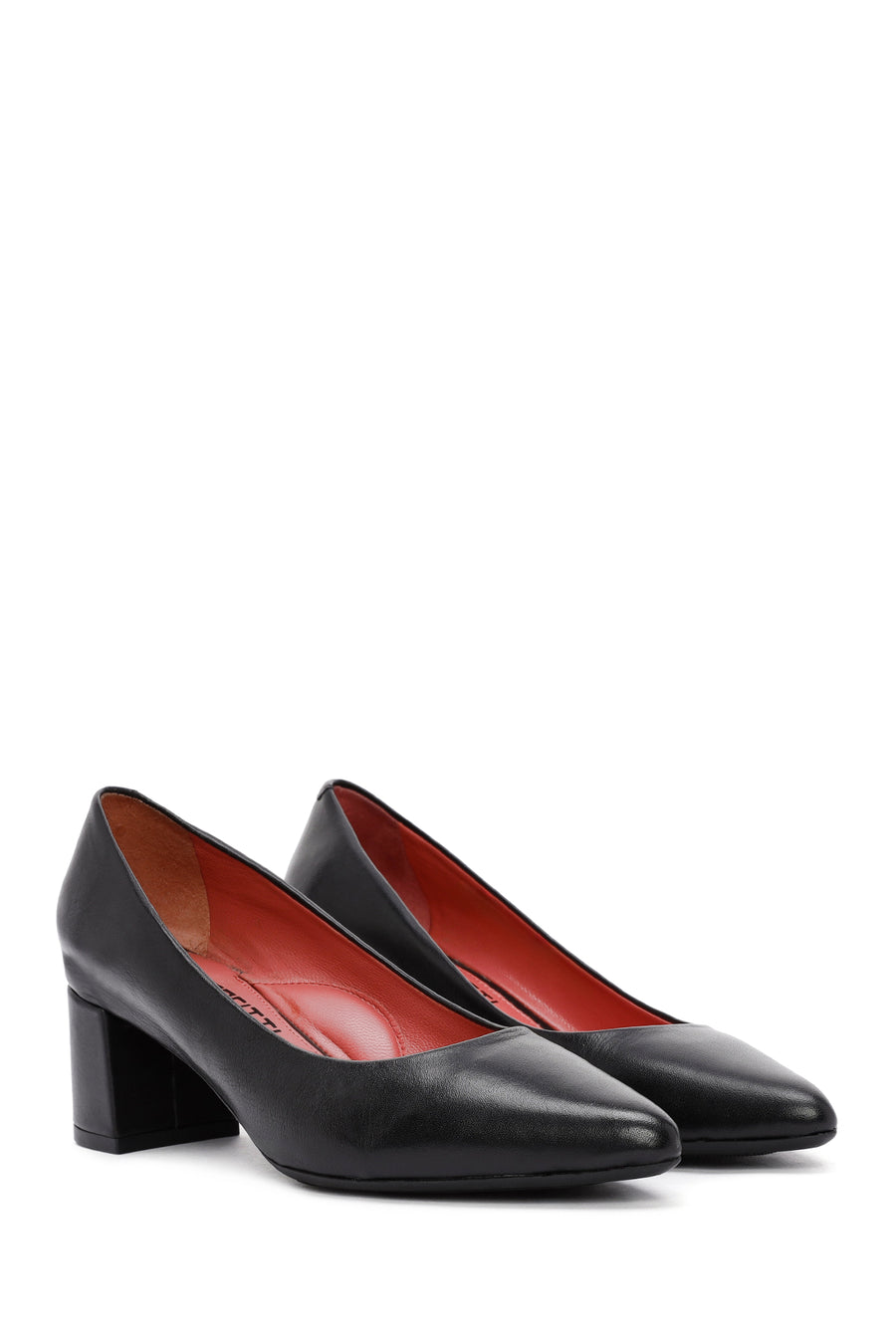 Derimod Gritti Woman Black Thick-Heeled Leather Shoes