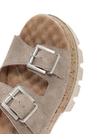 Women's Mink Double Buckle Thick Soled Suede Slippers | Derimod