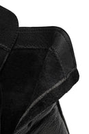 Women's Black Zippered Leather Boots | Derimod