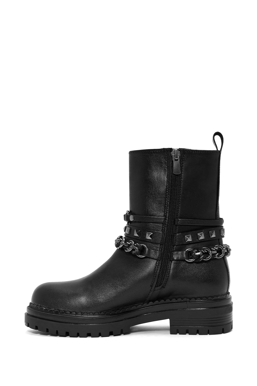 Women's Black Zippered Leather Boots