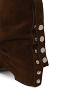Woman Brown Chunky-Heel Suede Boots | Derimod