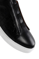 Erkek Siyah Kroko Deri Sneaker | Derimod