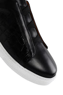 Men's Black Crocodile Leather Sneaker | Derimod