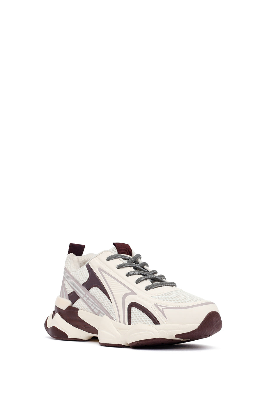 Woman Burgundy Lace-Up Chunky Sneaker