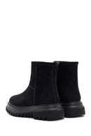 Women's Black Zippered Suede Boots | Derimod