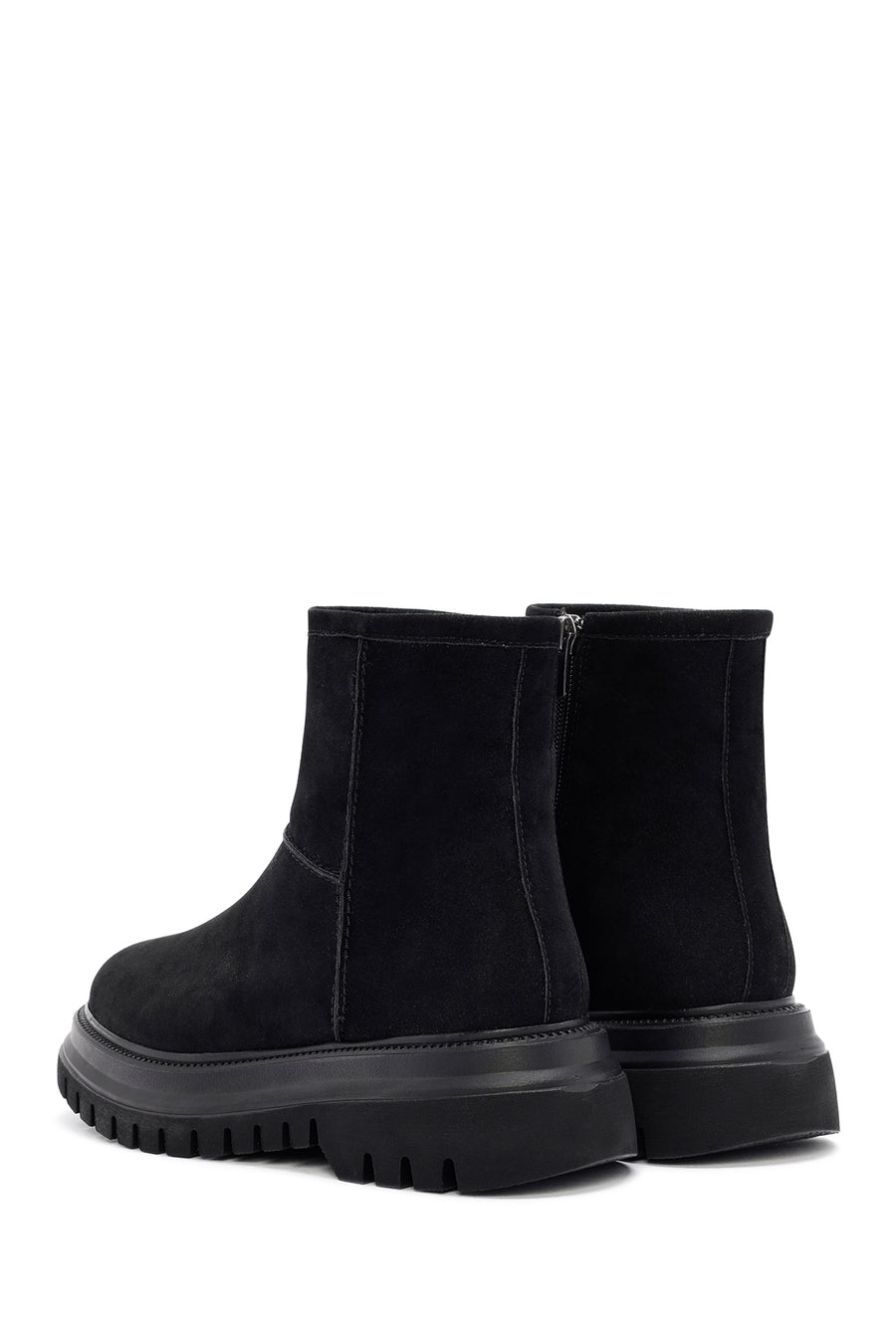 Women's Black Zippered Suede Boots