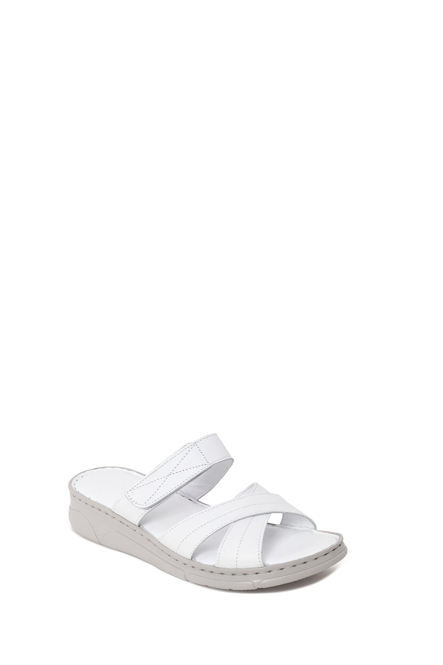 Woman White Wedge-Heel Leather Slipper
