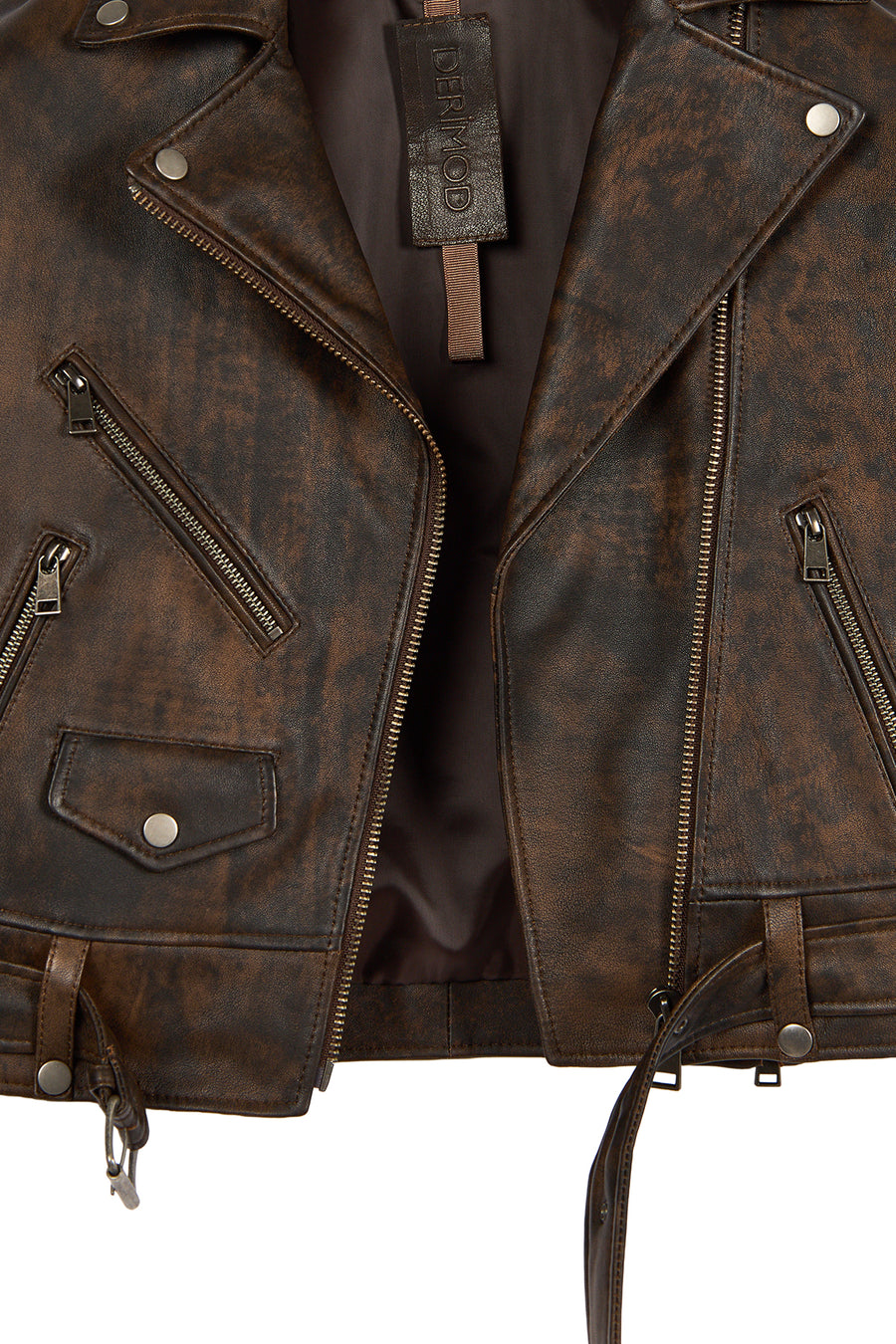 Newage Woman Brown Slim-Fit Biker Leather Jacket